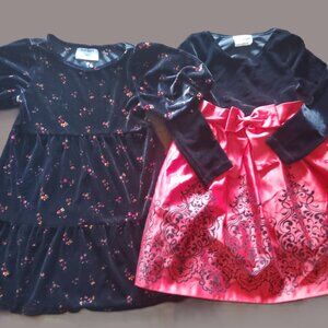 X2 CHRISTMAS DRESSES HOLIDAY VELVET BLACK RARE EDITIONS OLD NAVY~GIRLS SIZE 6-7